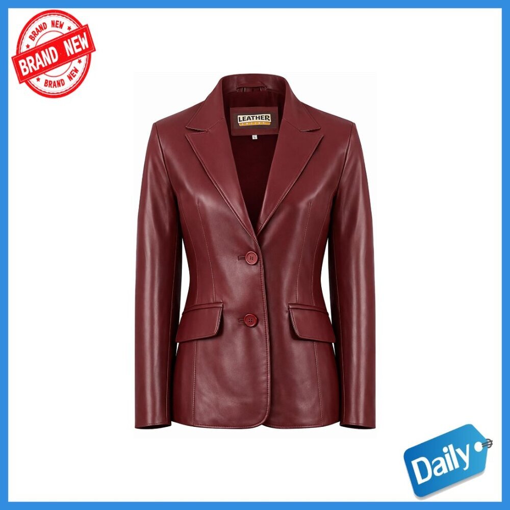 Tailored Lambskin Leather Blazer Jacket Women's Premium Coat